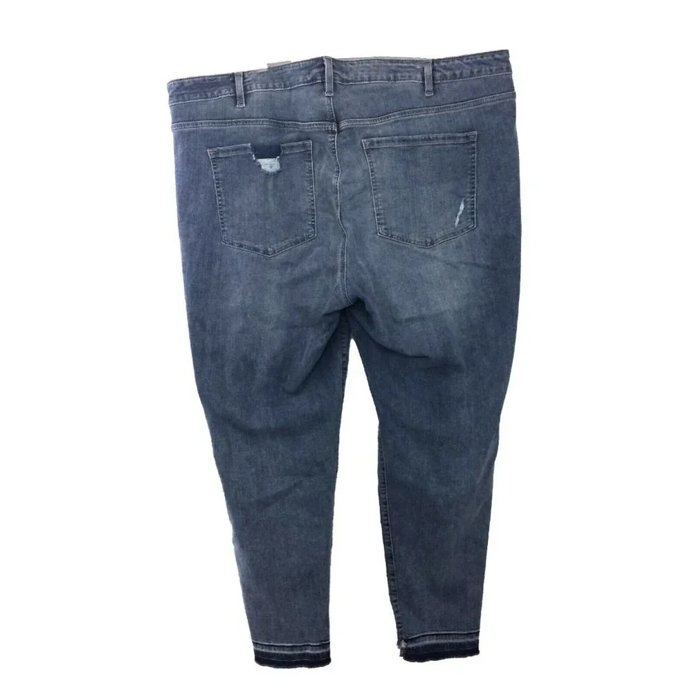 Lane Bryant Womens Plus Size 22 Jeans Skinny Floral Embroidered Distressed 47x30 - Picture 4 of 12